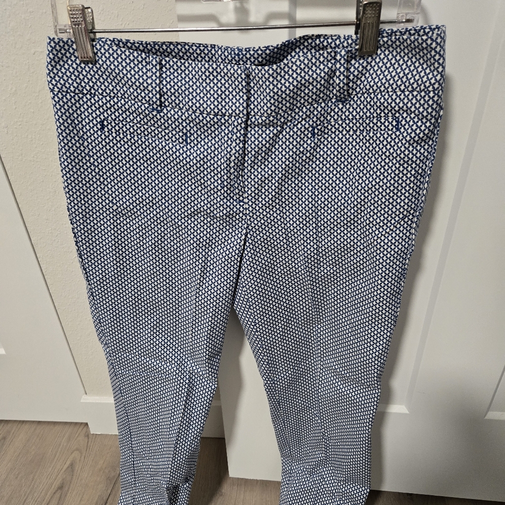 Women's Blue Patterned Capri Pants